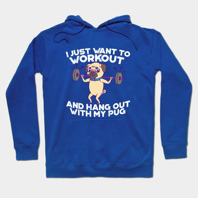 Pug lifting weights Hoodie by Doggo Gym